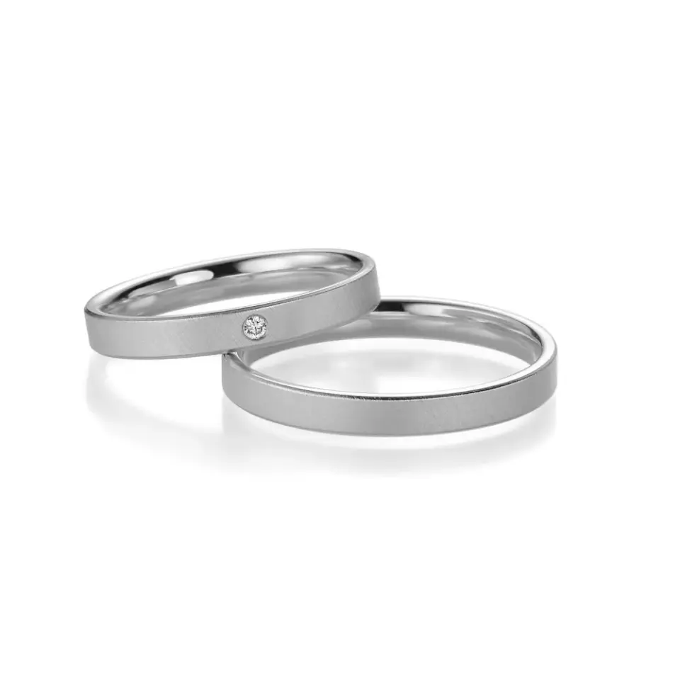 Alianzas de boda de platino con diamante