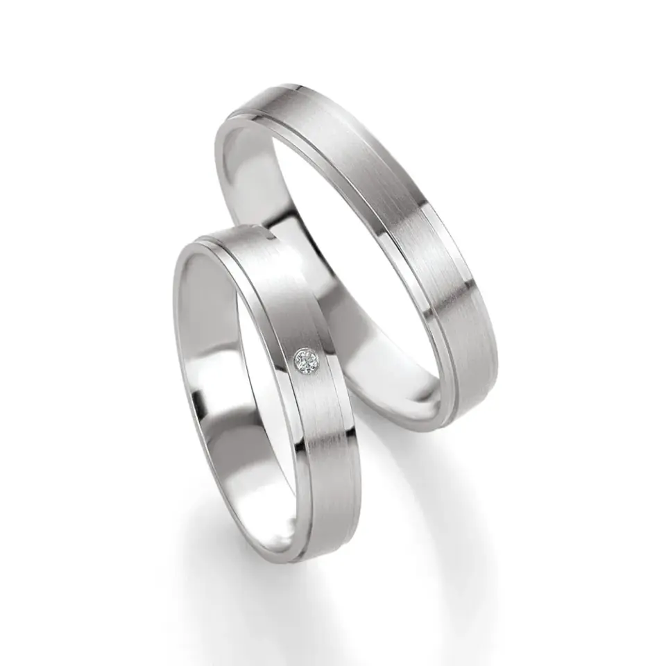 Alianzas de boda de oro blanco con diamante
