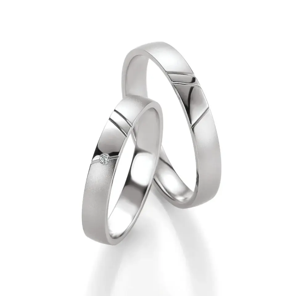 Alianzas de boda de oro blanco con diamante