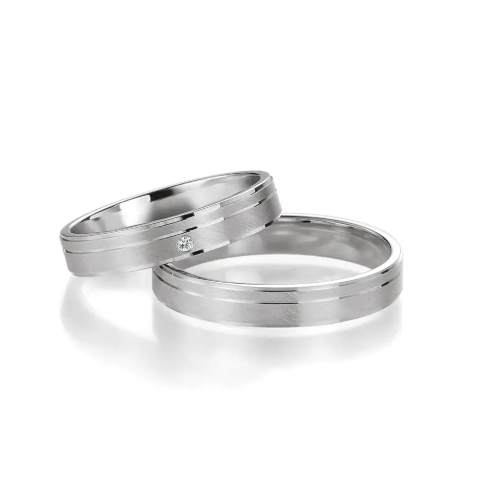 Alianzas de boda de paladio con diamante