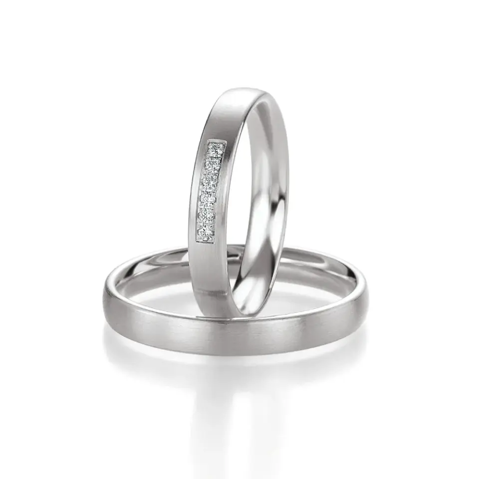 Alianzas de boda de paladio con diamantes