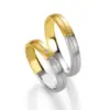 Alianzas de boda de oro amarillo y paladio con diamantes