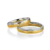 Alianzas de boda de oro amarillo y paladio con diamantes
