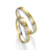 Alianzas de boda de oro amarillo y paladio con diamantes