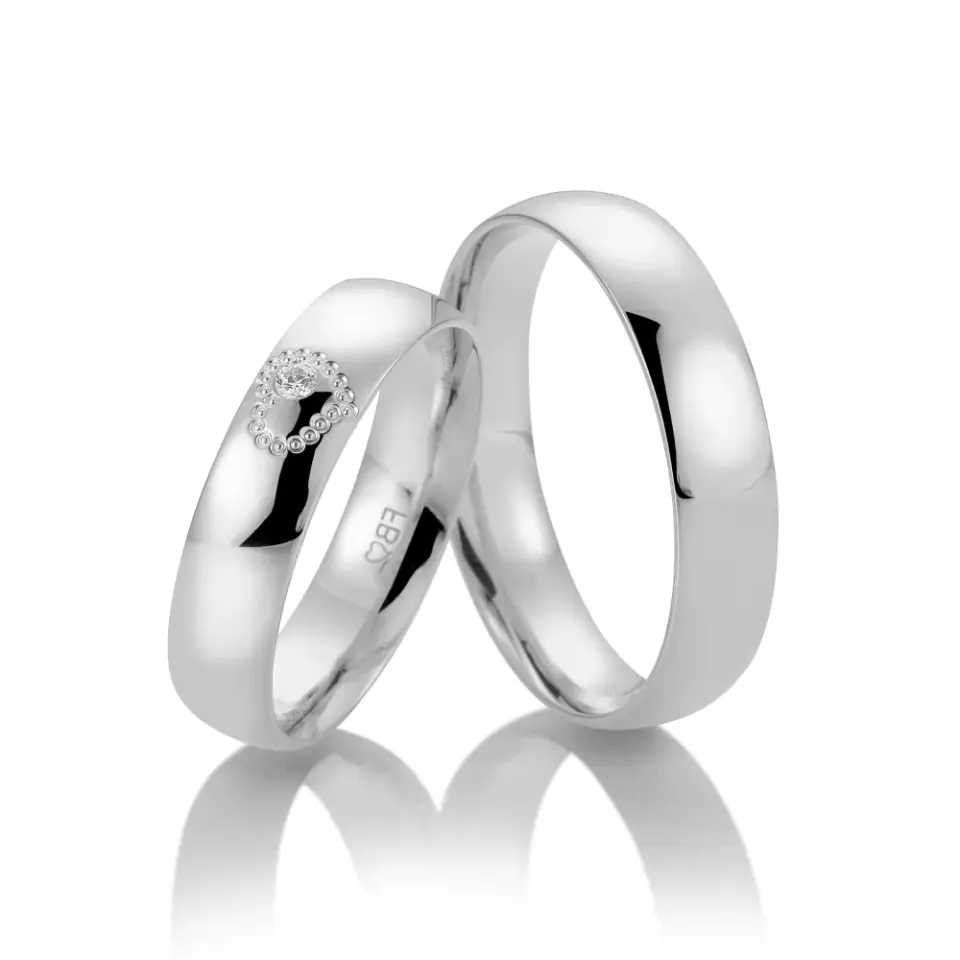 Alianzas de boda de platino con diamante
