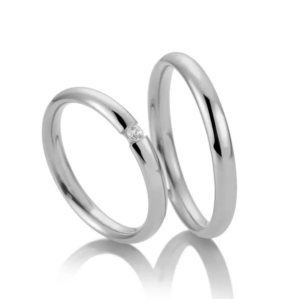 Alianzas de boda de platino con diamante