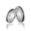 Alianzas de boda de paladio y carbono con diamante