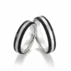 Alianzas de boda de paladio y carbono con diamantes