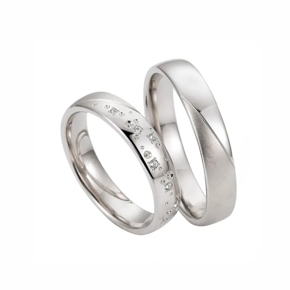 Alianzas de boda de paladio con diamantes
