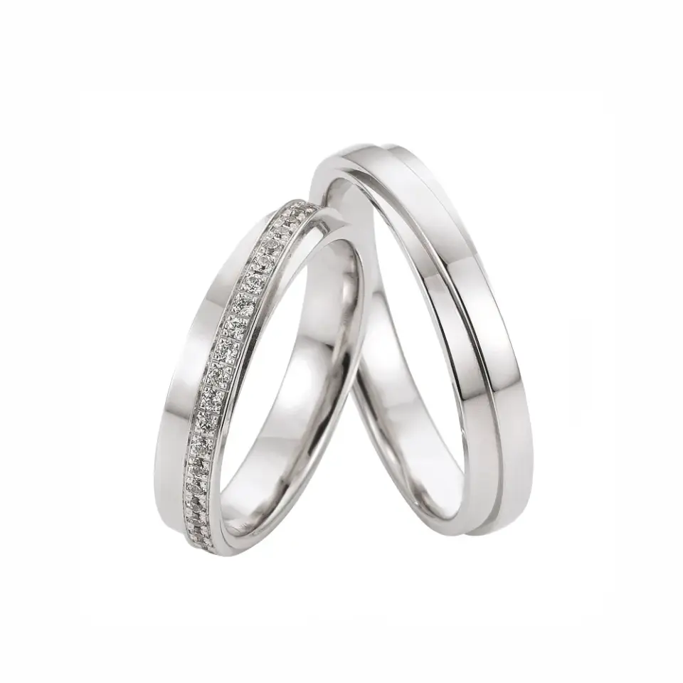 Alianzas de boda de paladio con diamantes