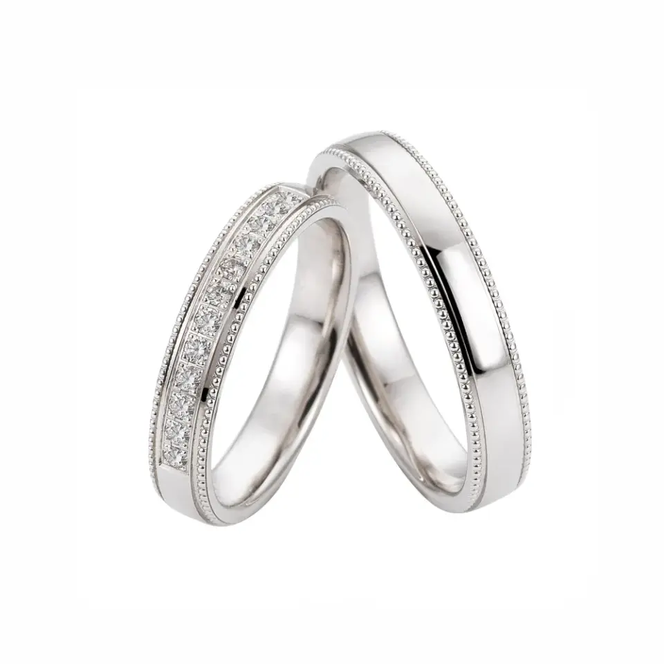 Alianzas de boda de paladio con diamantes