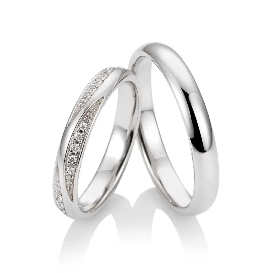 Alianzas de boda de paladio con diamantes