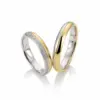 Alianzas de boda de oro amarillo y paladio con diamantes