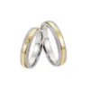 Alianzas de boda de oro amarillo y paladio con diamante