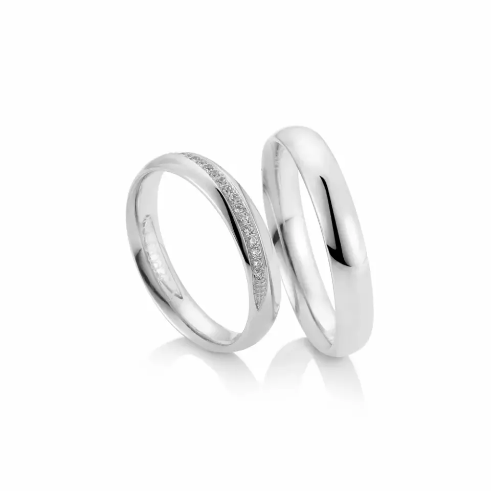 Alianzas de boda de paladio con diamantes