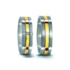 Alianzas de boda de acero y oro amarillo con diamantes