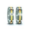 Alianzas de boda de acero y oro amarillo con diamante