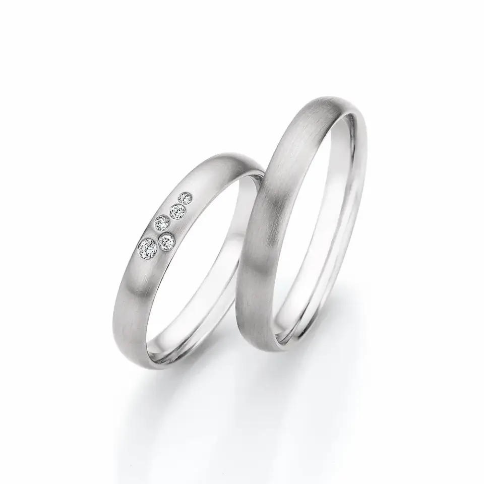 Alianzas de boda de oro blanco con diamantes