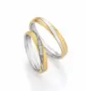 Alianzas de boda de oro amarillo y oro blanco con diamantes
