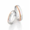 Alianzas de boda de platino y oro rosado con diamantes