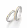 Alianzas de boda de oro blanco y oro amarillo con diamantes
