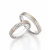 Alianzas de boda de platino y oro rosado con diamantes