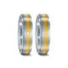 Alianzas de boda de acero y oro amarillo con diamante