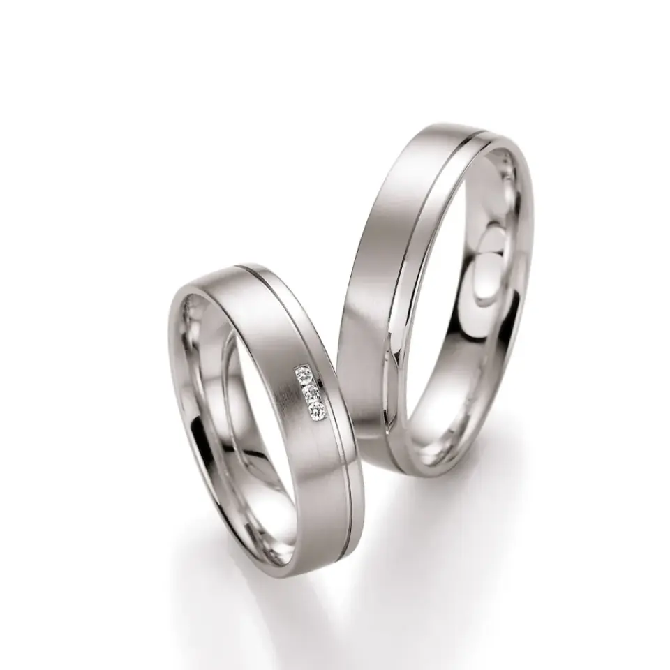 Alianzas de boda de oro blanco con diamantes