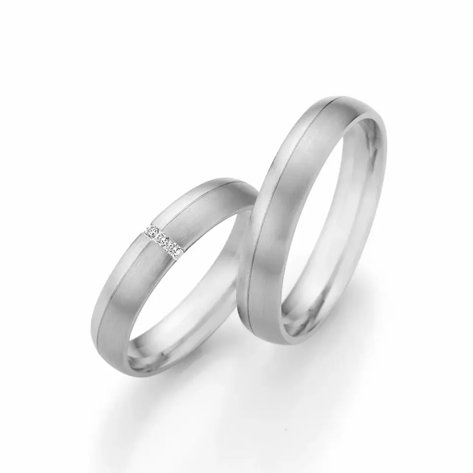 Alianzas de boda de oro blanco con diamantes