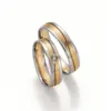 Alianzas de boda de paladio y oro amarillo con diamantes