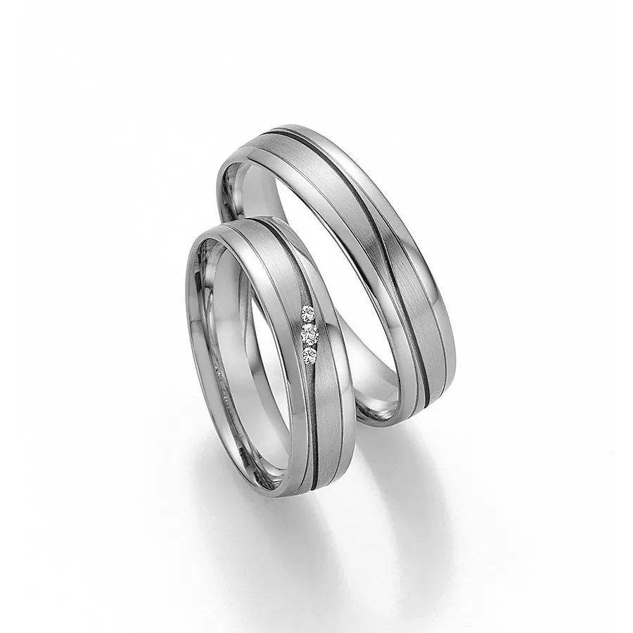 Alianzas de boda de paladio con diamantes