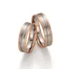 Alianzas de boda de oro rosado y oro blanco con diamantes