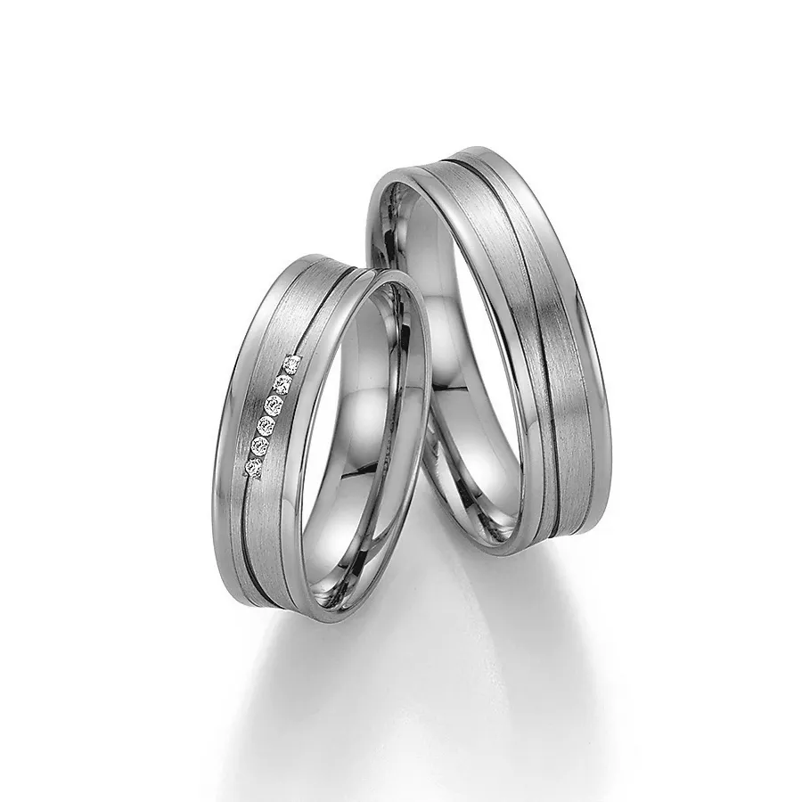 Alianzas de boda de paladio con diamantes