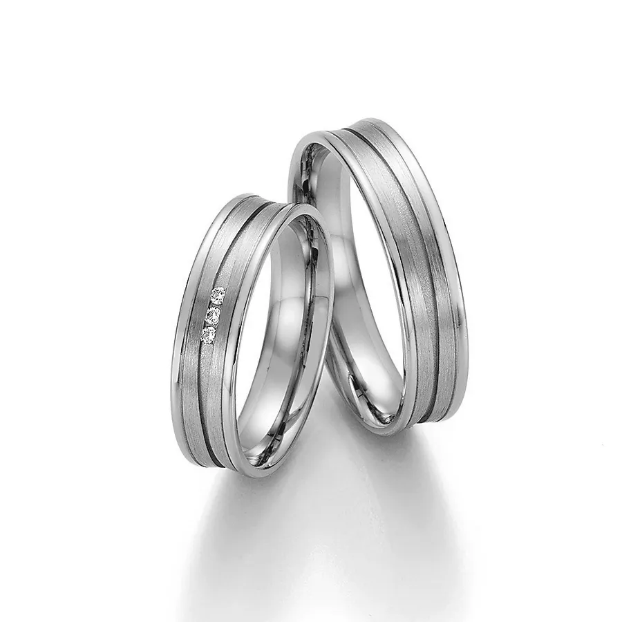 Alianzas de boda de paladio con diamantes