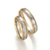 Alianzas de boda de oro amarillo y paladio con diamantes