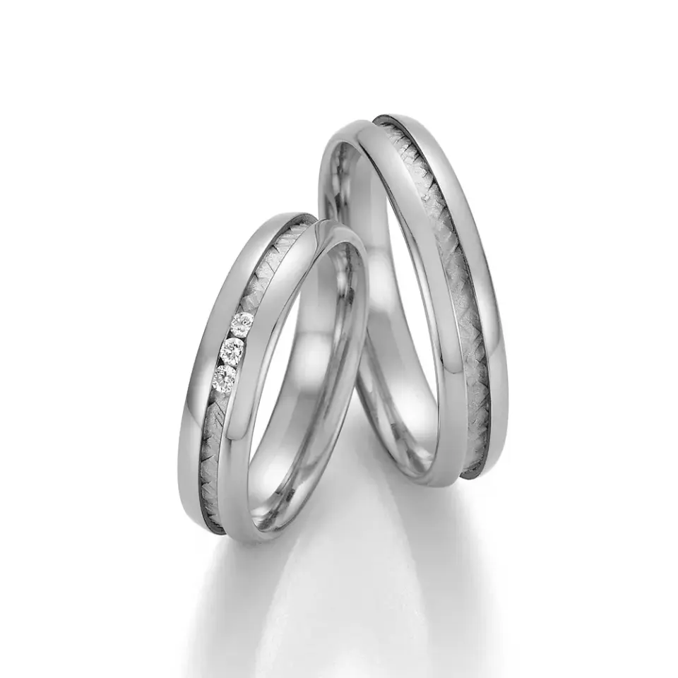 Alianzas de boda de paladio con diamantes