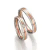 Alianzas de boda de paladio y oro rosado con diamante