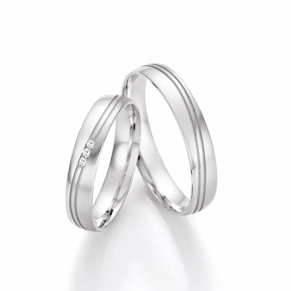 Alianzas de boda de paladio con diamantes