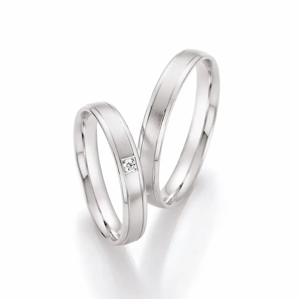 Alianzas de boda de paladio con diamante