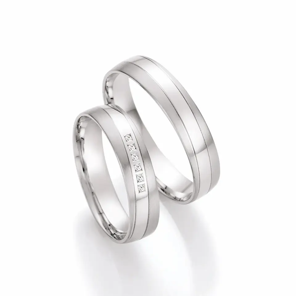 Alianzas de boda de paladio con diamantes