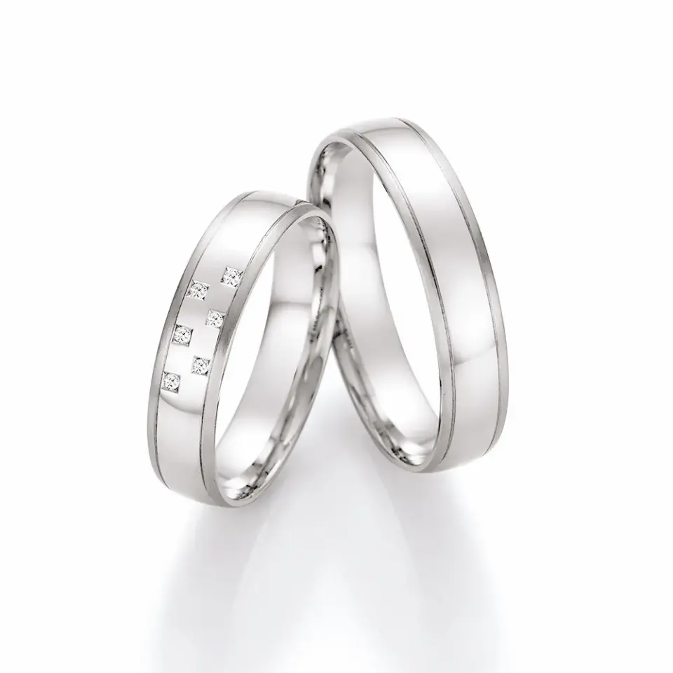 Alianzas de boda de paladio con diamantes