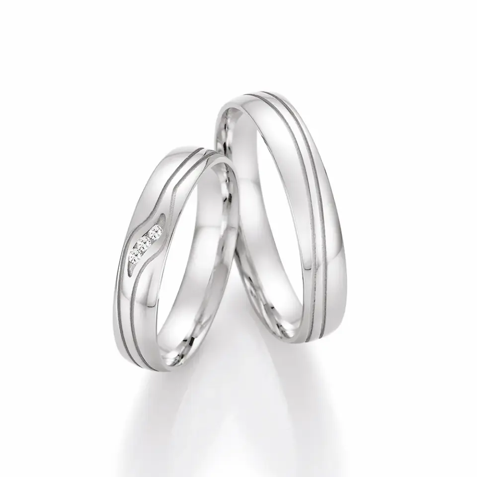 Alianzas de boda de paladio con diamantes