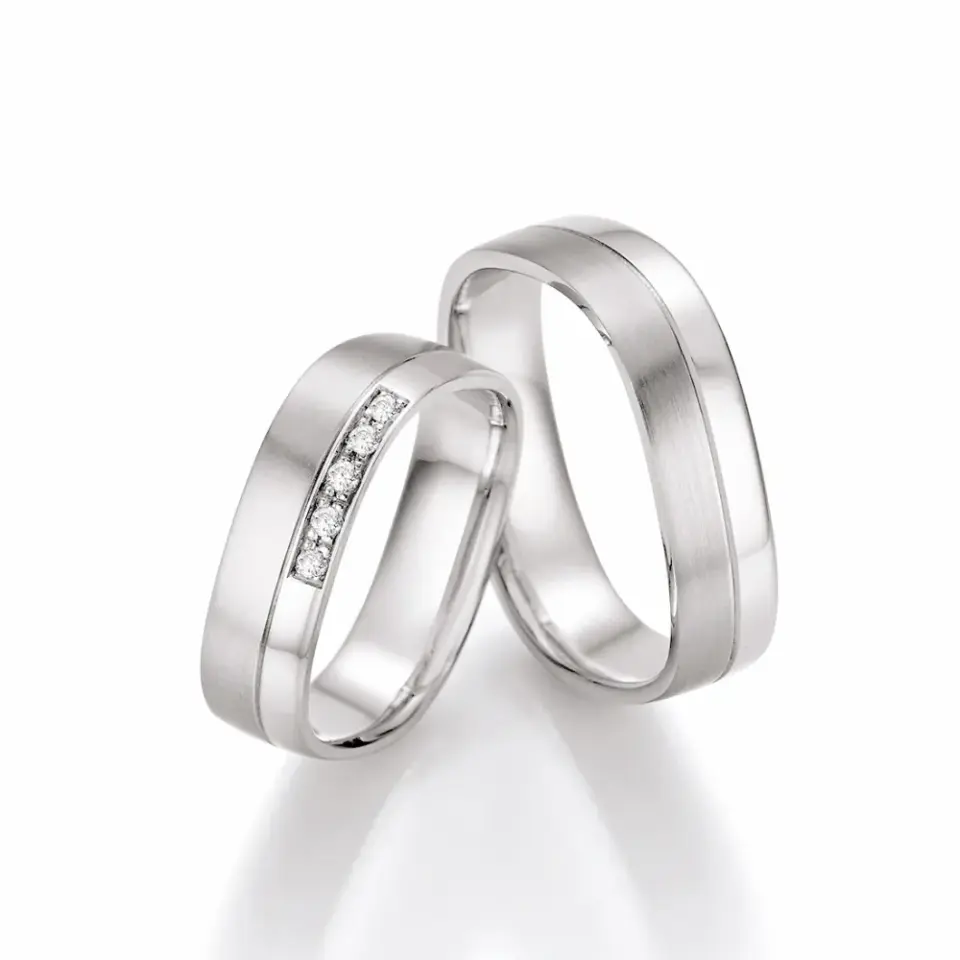 Alianzas de boda de paladio con diamantes