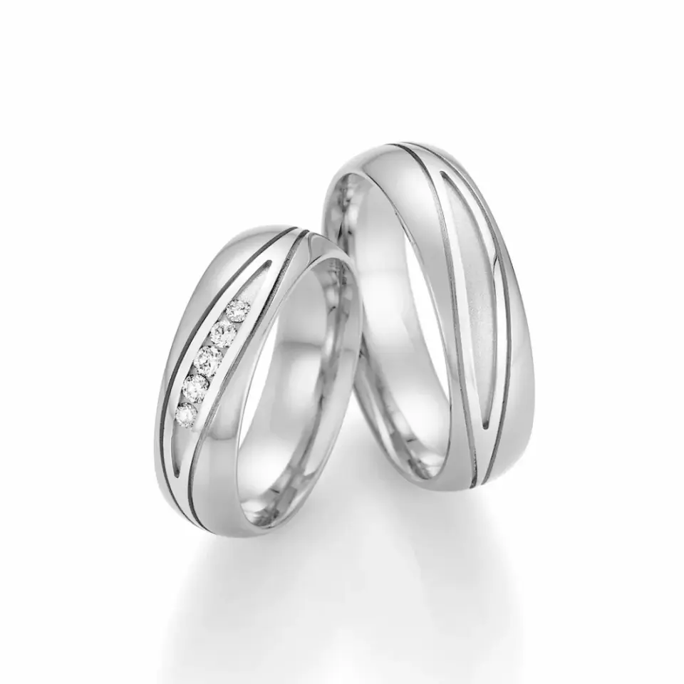 Alianzas de boda de paladio con diamantes