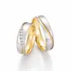 Alianzas de boda de paladio y oro amarillo con diamantes
