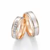Alianzas de boda de oro blanco y oro rosado con diamantes