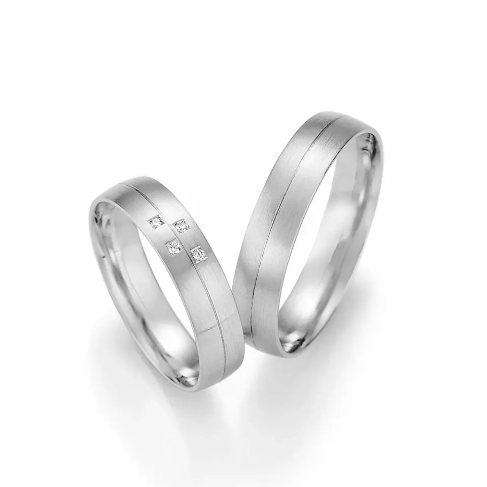 Alianzas de boda de paladio con diamantes