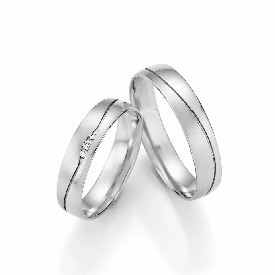 Alianzas de boda de paladio con diamantes