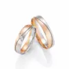 Alianzas de boda de oro blanco y oro rosado con diamantes