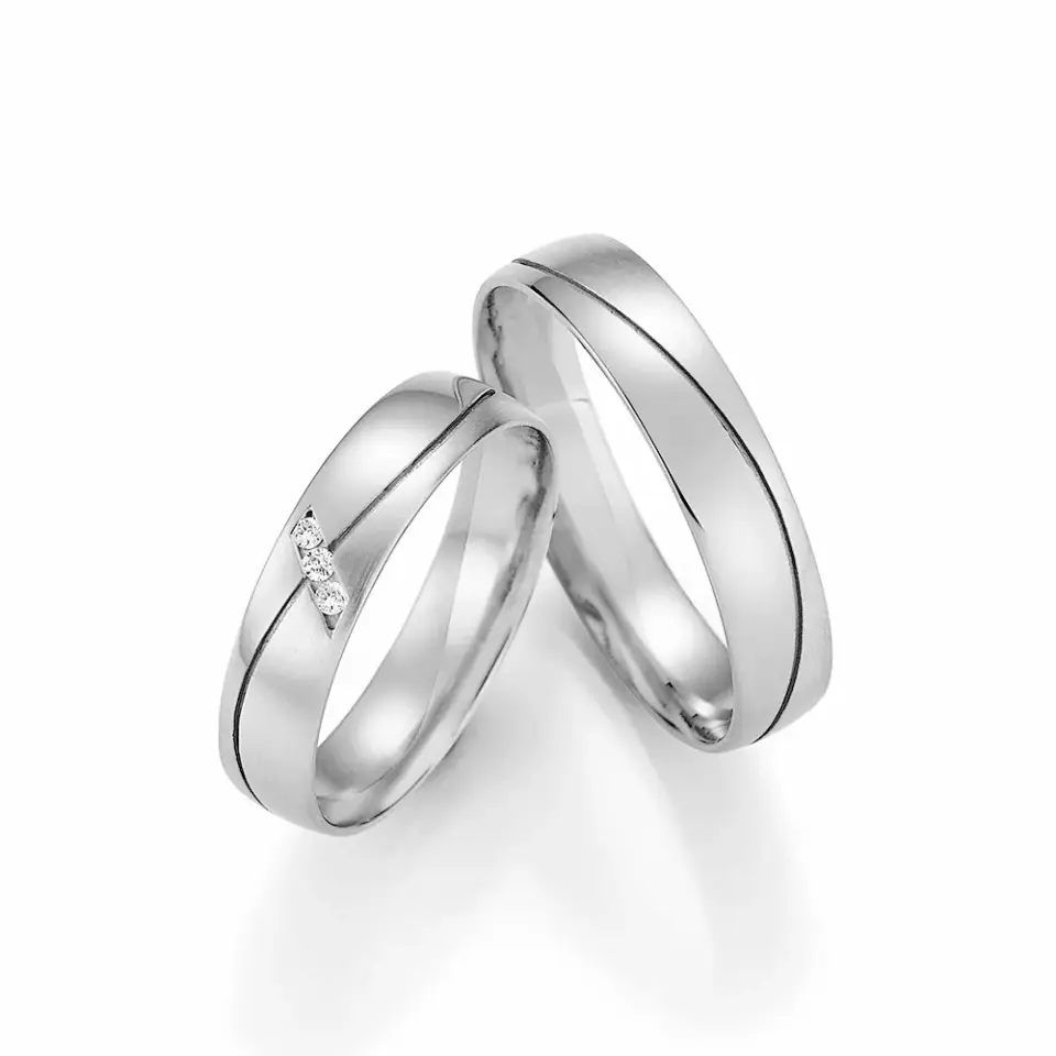 Alianzas de boda de paladio con diamantes